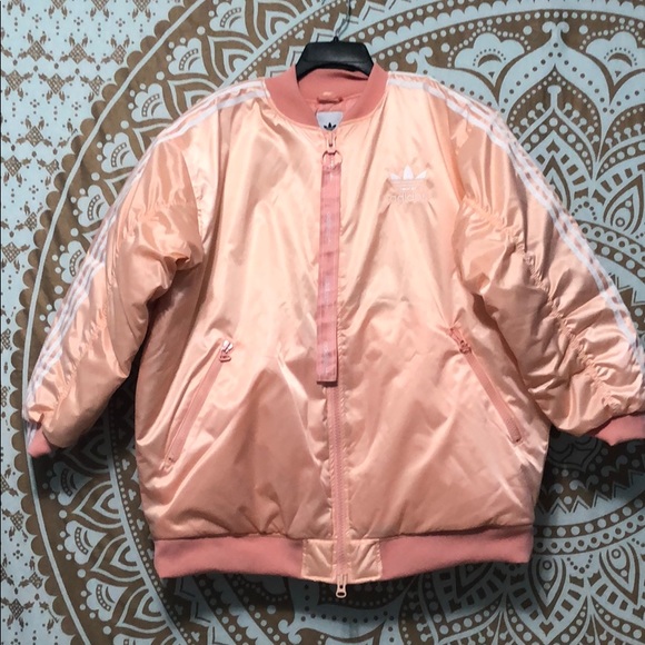 PEACH ADIDAS LARGE BOMBER JACKET - Picture 1 of 8